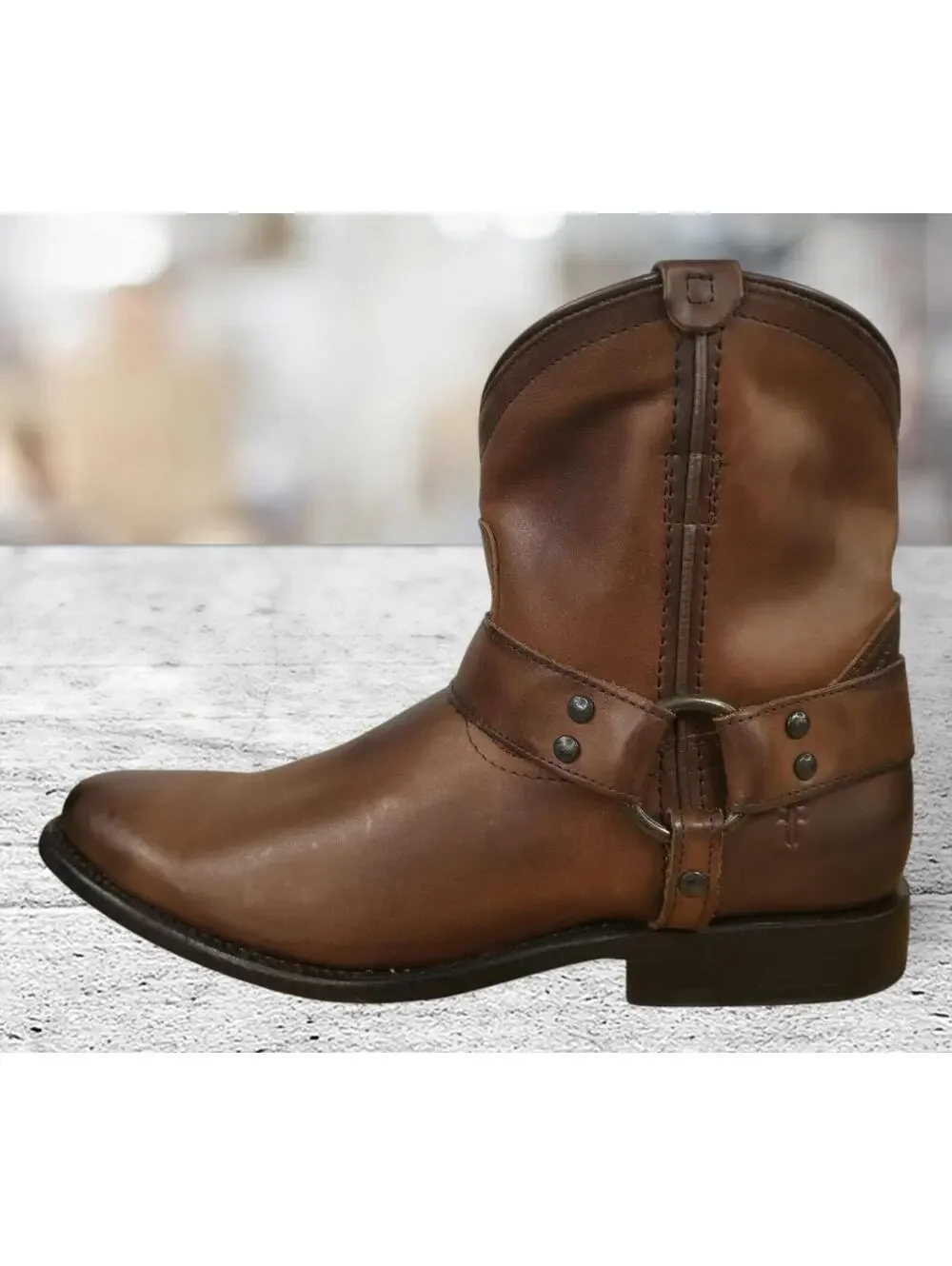 Frye Women's Wyatt Dark Brown Harness Short Pull-On Western Boot Size 8 NEW‎
